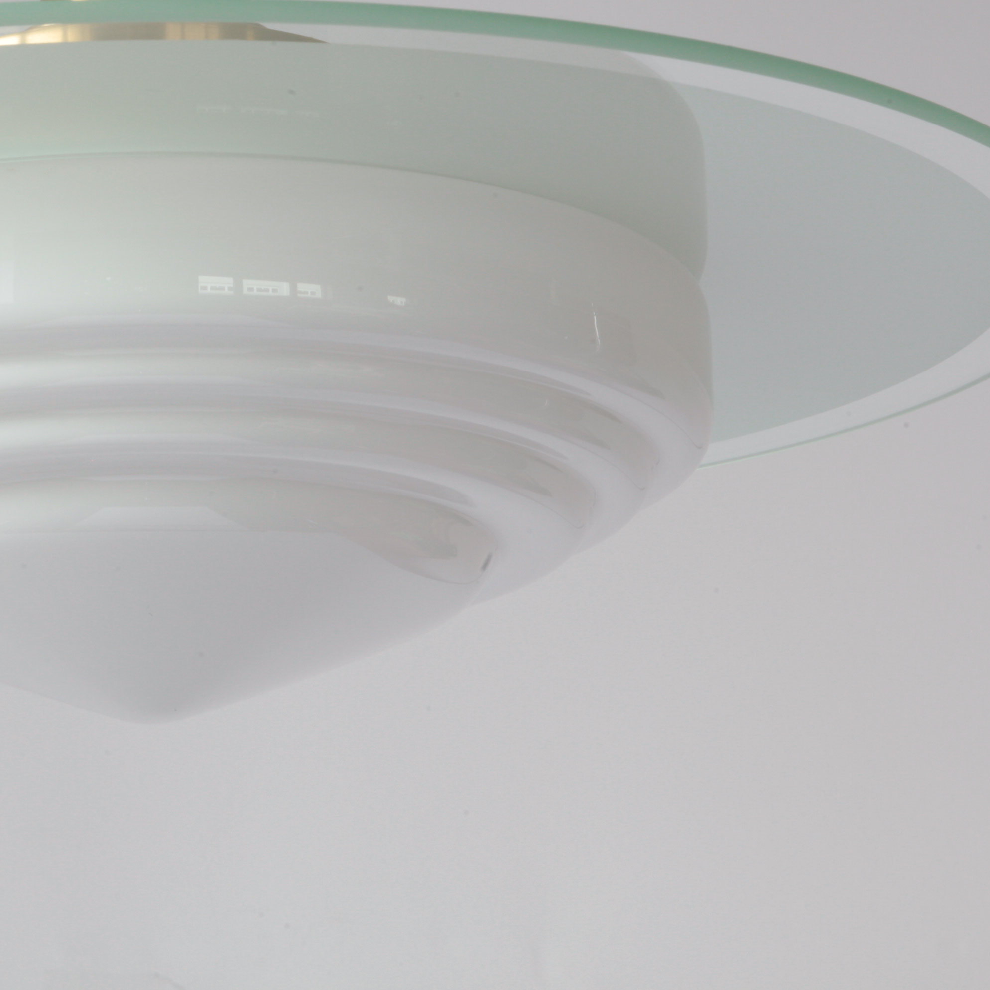 Art déco-Deckenleuchte mit 50 cm-„Saturn“-Glasscheibe auf Opalglas-Schirm, Bild 4 Art déco-Deckenleuchte mit 50 cm-„Saturn“-Glasscheibe auf Opalglas-Schirm, Bild 4