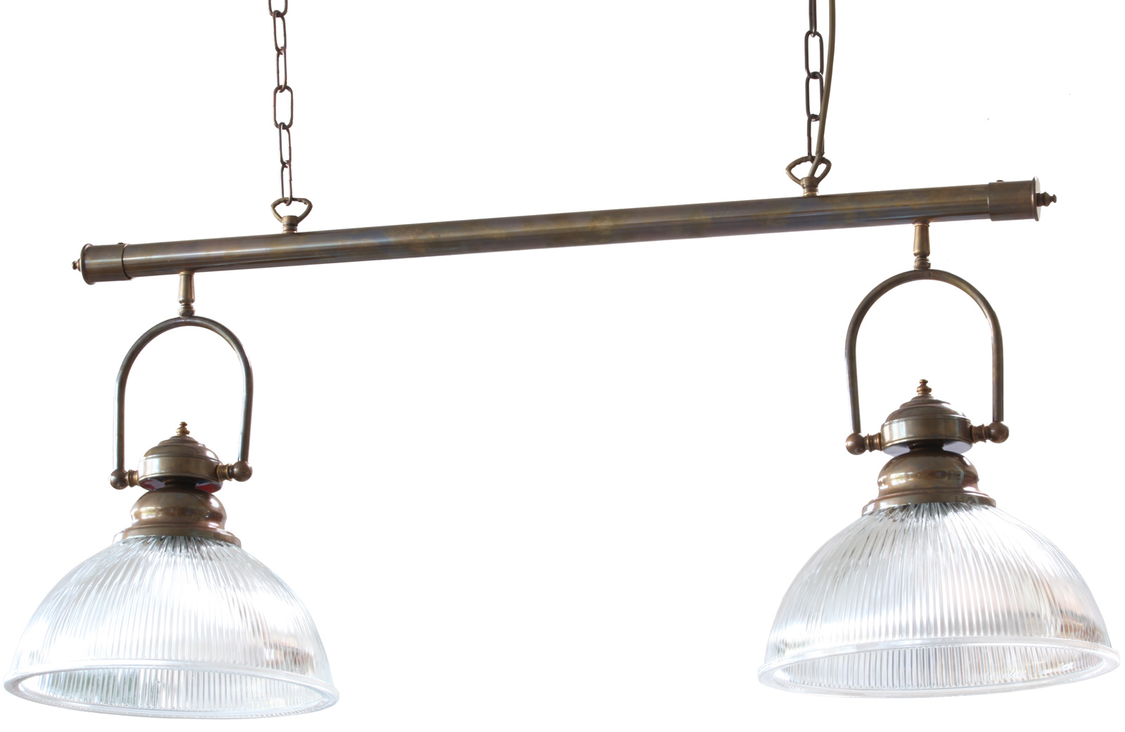 Nostalgische Balkenlampe mit prismatischen Glasschirmen, Bild 4 Nostalgische Balkenlampe mit prismatischen Glasschirmen, Bild 4