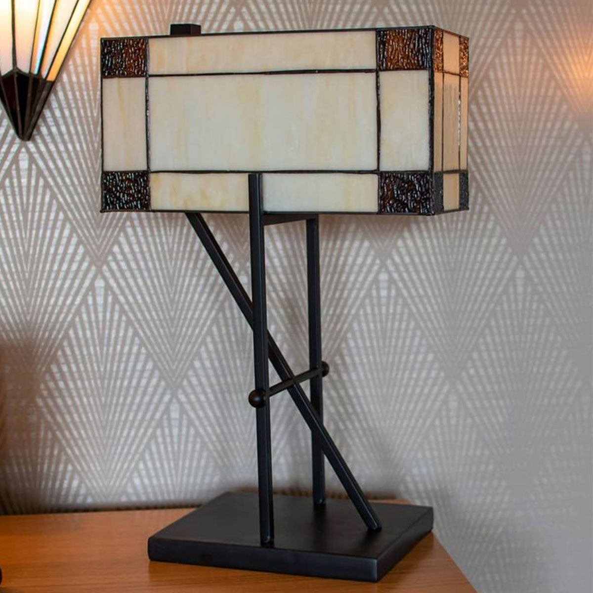Geometrische Tiffany-Tischleuchte im Mondrian-Stil, Bild 4