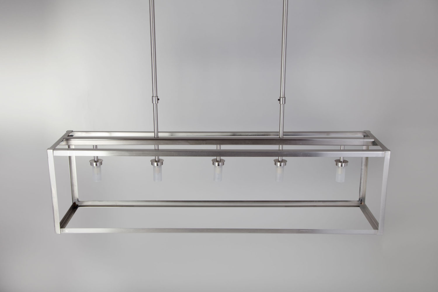 Bild 4: Nickel satiniert Langer Kasten-Leuchter aus Messing, z.B. für die Kücheninsel: Nickel satiniert