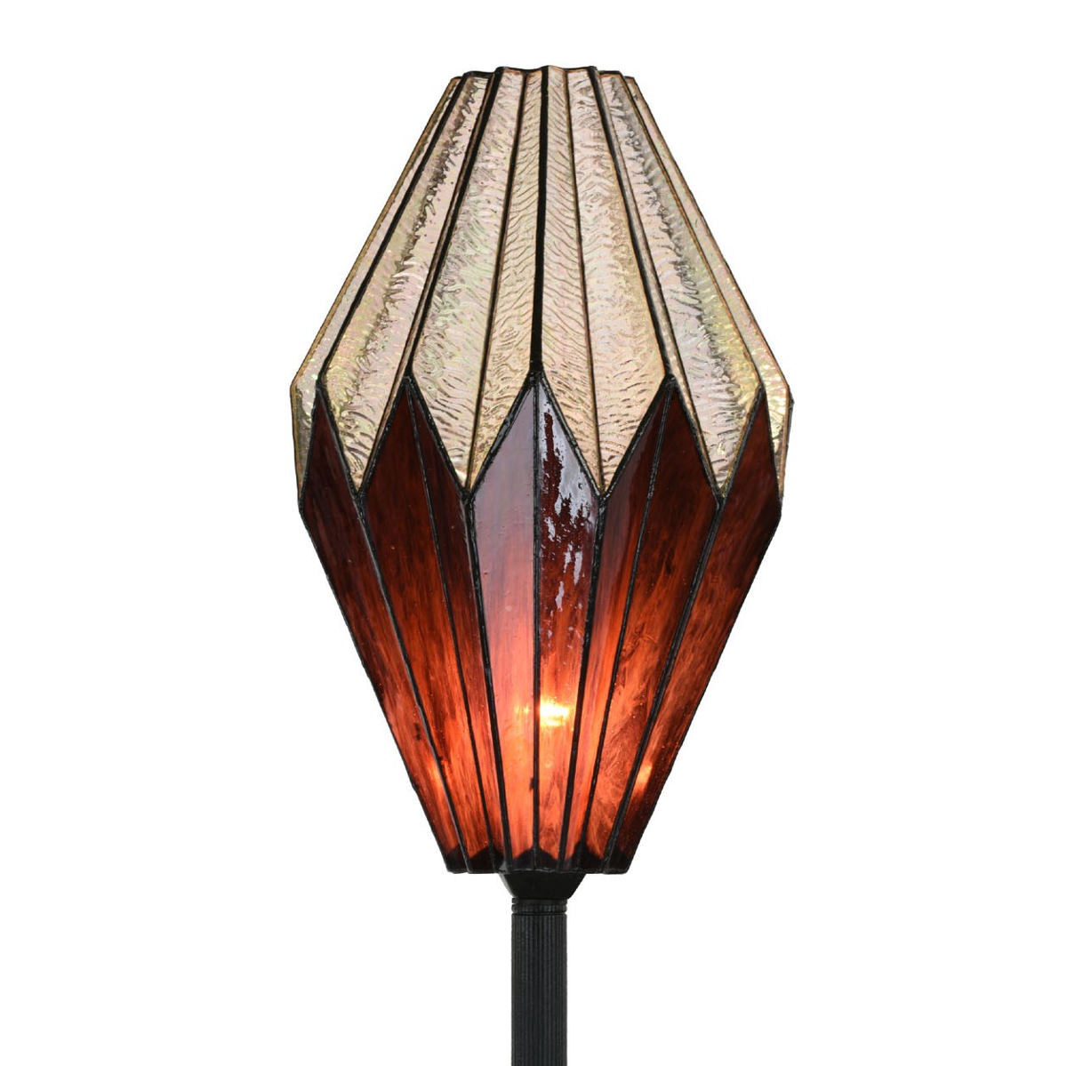 Floor light with elaborately folded Tiffany glass shade, Fig. 3 Floor light with elaborately folded Tiffany glass shade, Fig. 3