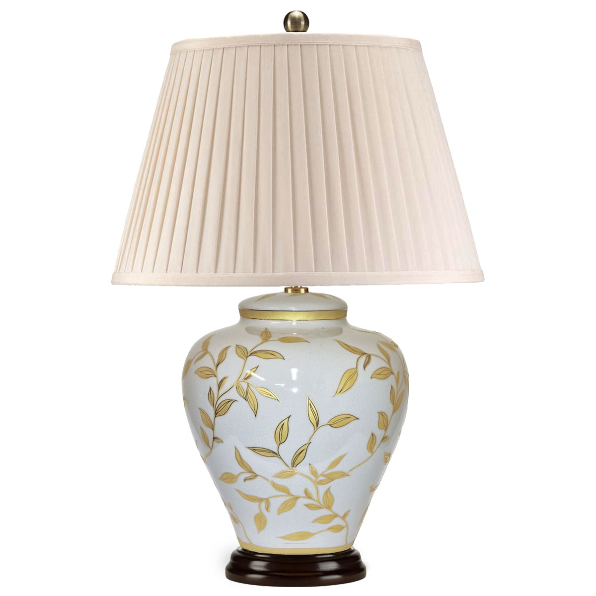 Table Lamp with Gold Leaf Elements on China Vase