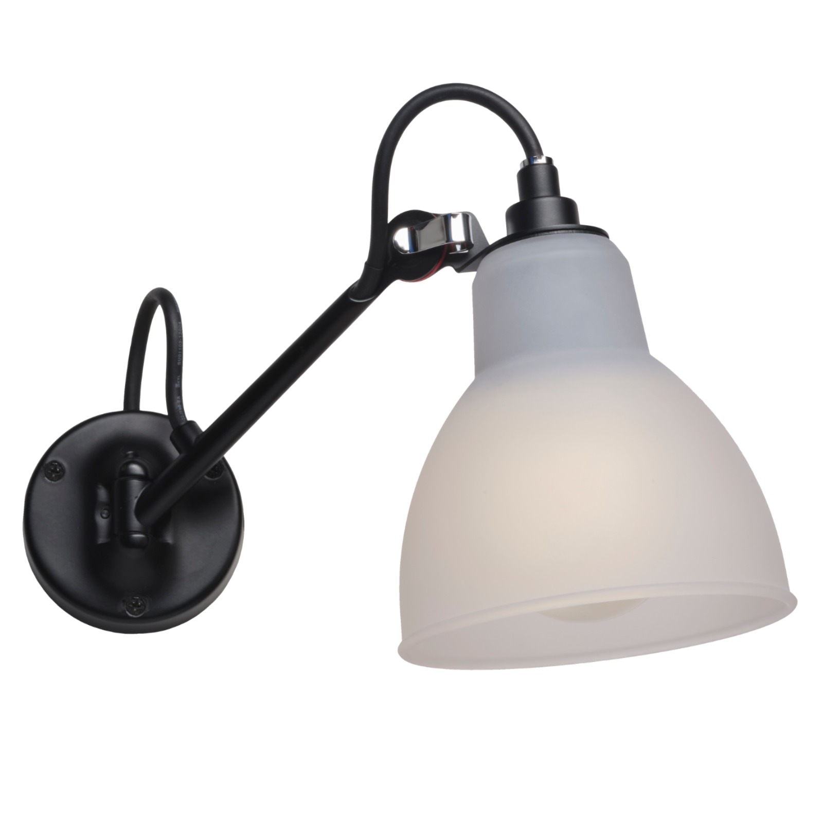 Fig. 2: Das Modell mit durchsichtigem Schirm aus Polycarbonat sorgt für schöne Lichtstreuung Bath wall light with swivel arm N° 104 BATH, IP44: Das Modell mit durchsichtigem Schirm aus Polycarbonat sorgt für schöne Lichtstreuung