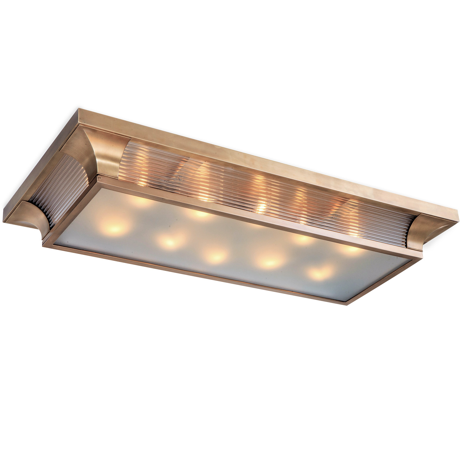 Große, flache Kasten-Plafoniere im Stil des französischen Art déco 110 cm Große, flache Kasten-Plafoniere im Stil des französischen Art déco 110 cm