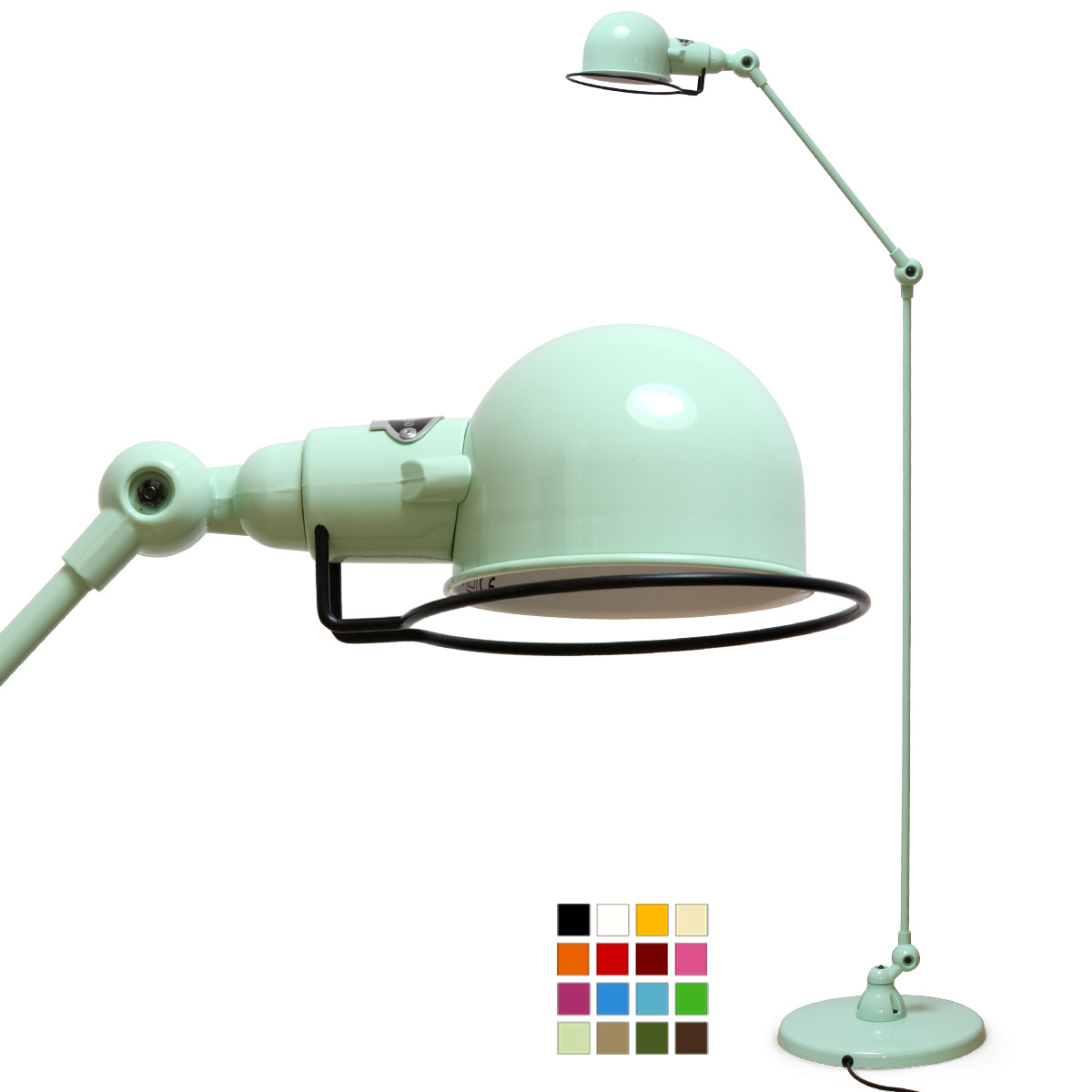 SIGNAL Gelenk-Stehlampe, ideal als Leseleuchte: Die Gelenk-Stehlampe Jieldé SIGNAL SI833 eignet sich ideal als Leseleuchte neben dem Sofa (RAL 6019)