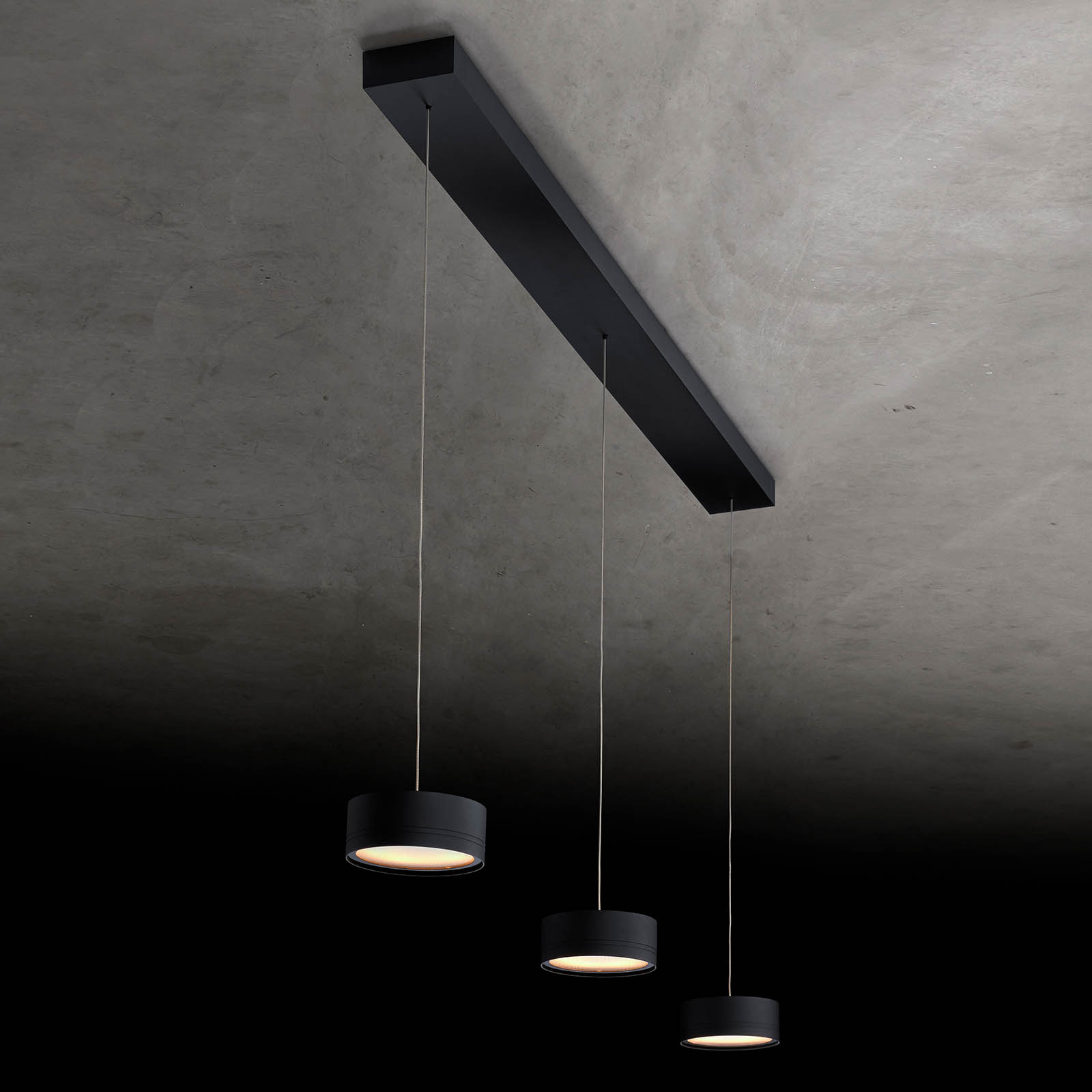 Modern two or three-light up/down LED pendant light FAVOR: Oberfläche Schwarz