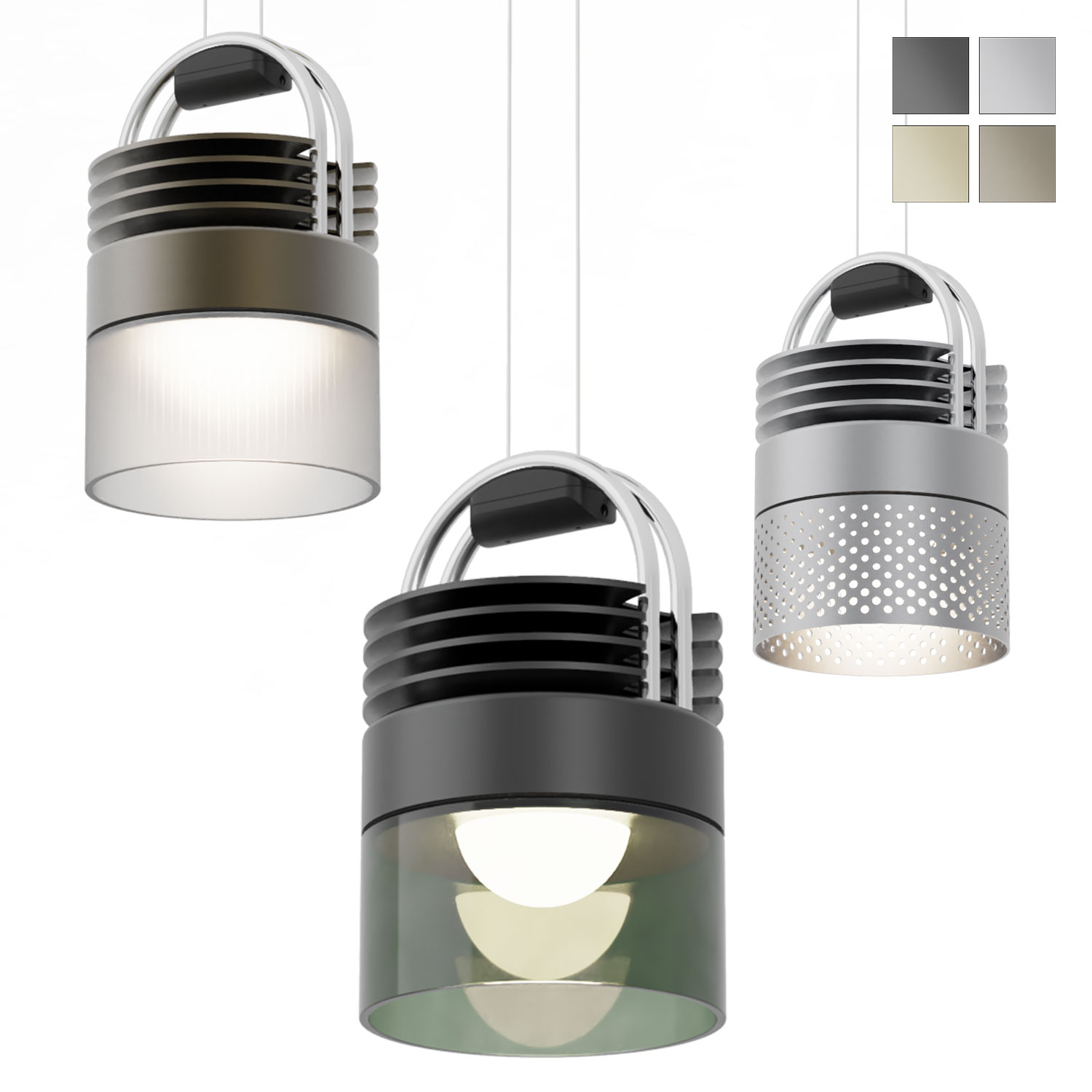 AIRMOD Design-Pendant Lights, Variants with Glass or perforated Blinder