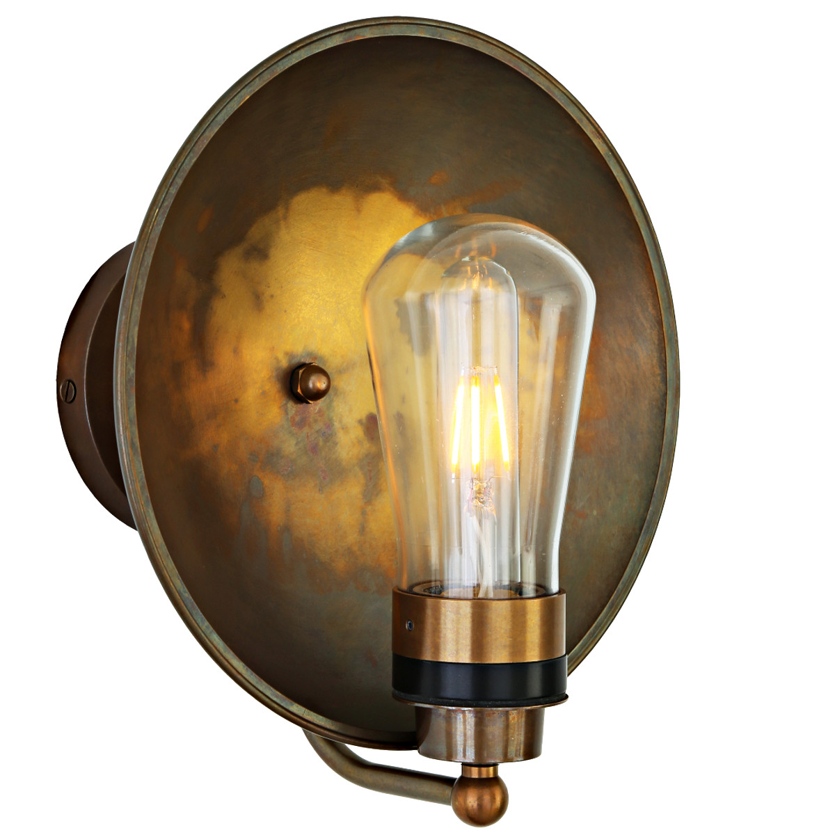 Nostalgische Badezimmer-Wandlampe mit Messing-Reflektor, IP65