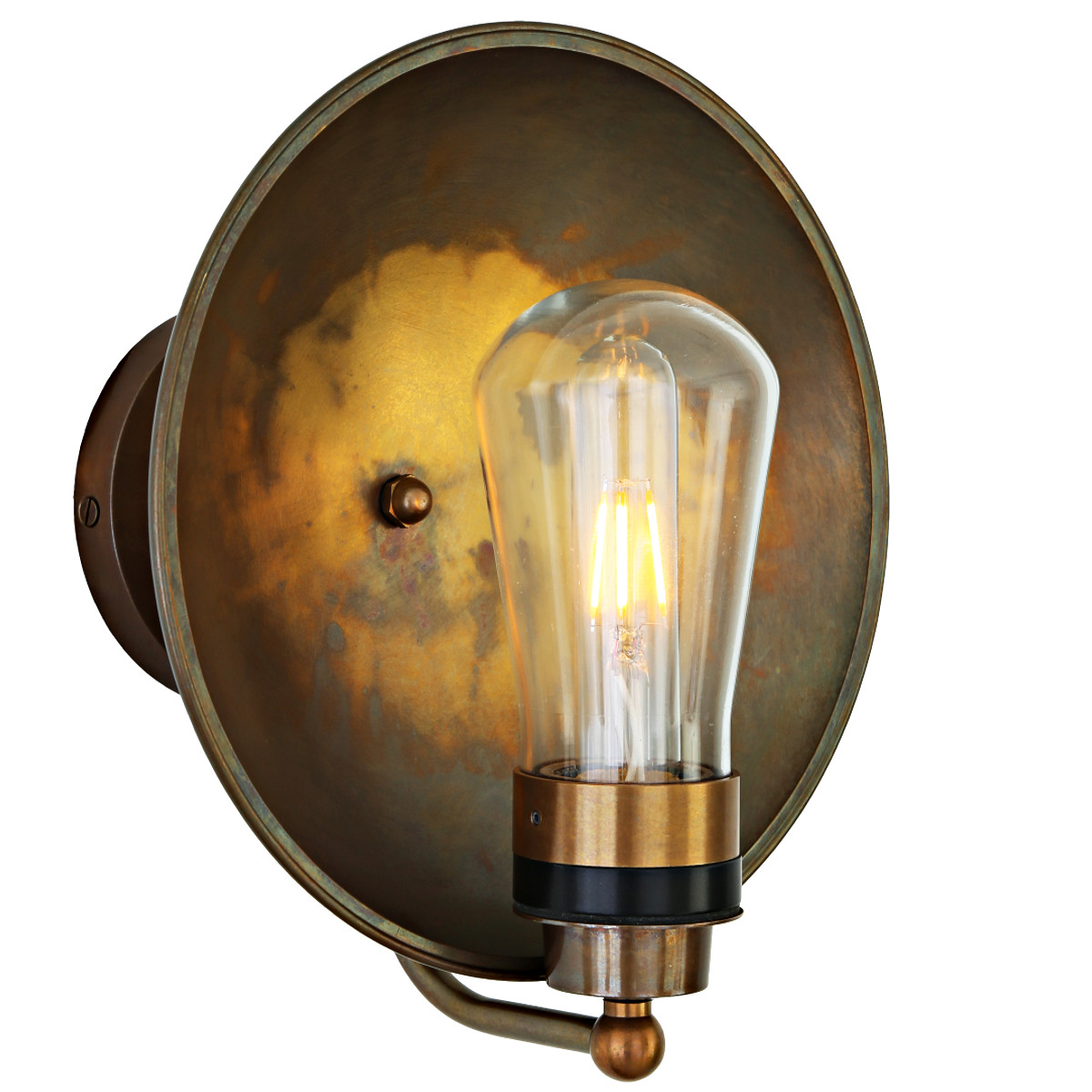 Nostalgic brass reflector wall light, IP65 for bathrooms Nostalgic brass reflector wall light, IP65 for bathrooms