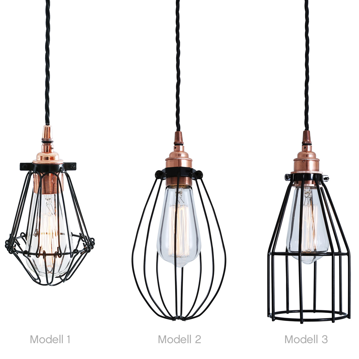 Hanging cage light with copper bulb holder Hanging cage light with copper bulb holder