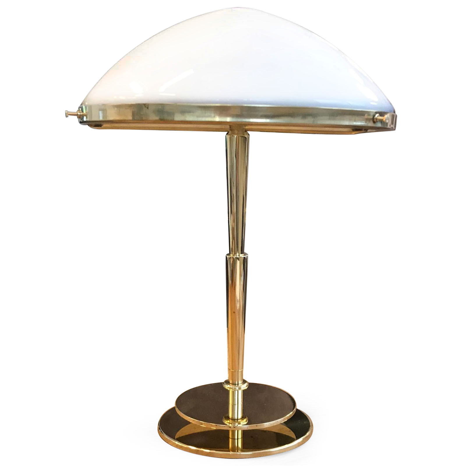 Mushroom-shaped table lamp with slim Art Deco frame Mushroom-shaped table lamp with slim Art Deco frame