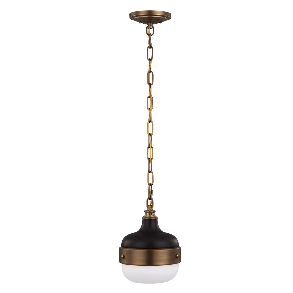Industriestil-Hängeleuchte mit Kette und Opalglas-Diffusor