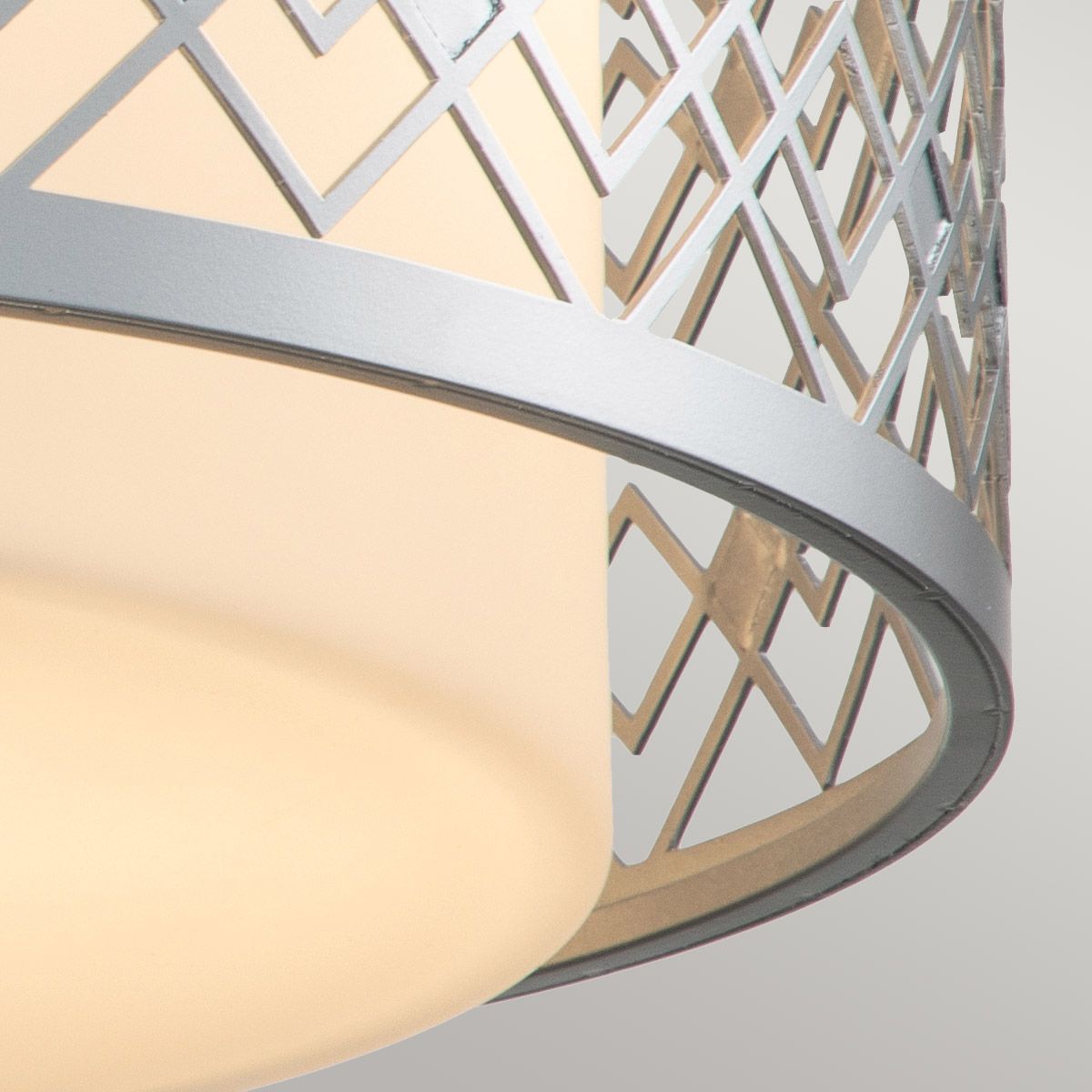 Glas-Deckenleuchte mit geometrischen Ornamenten, gold/silbern, Ø 40 cm: silberne Ausführung