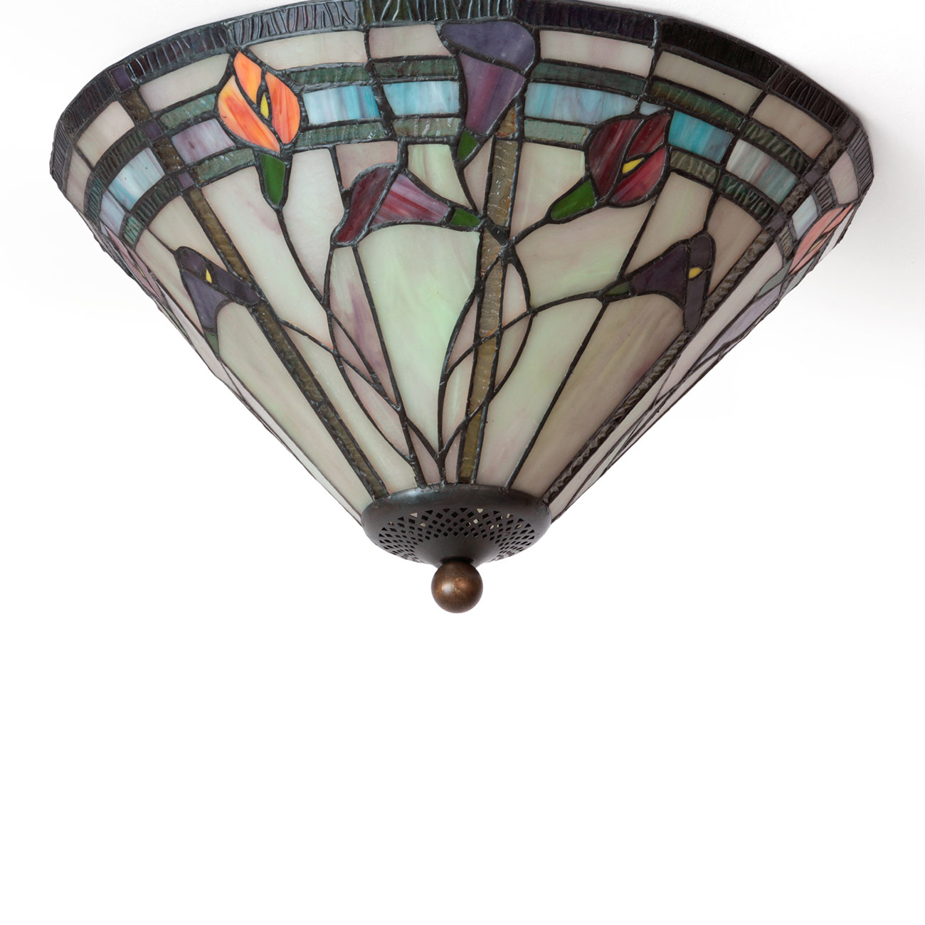 Buntglas-Deckenleuchte mit Blumenmotiv Ø 40 cm, Bild 3