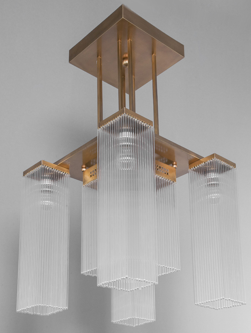 Art déco-Kristallstäbchen-Leuchter HOFFMANN I: (Modell 1)