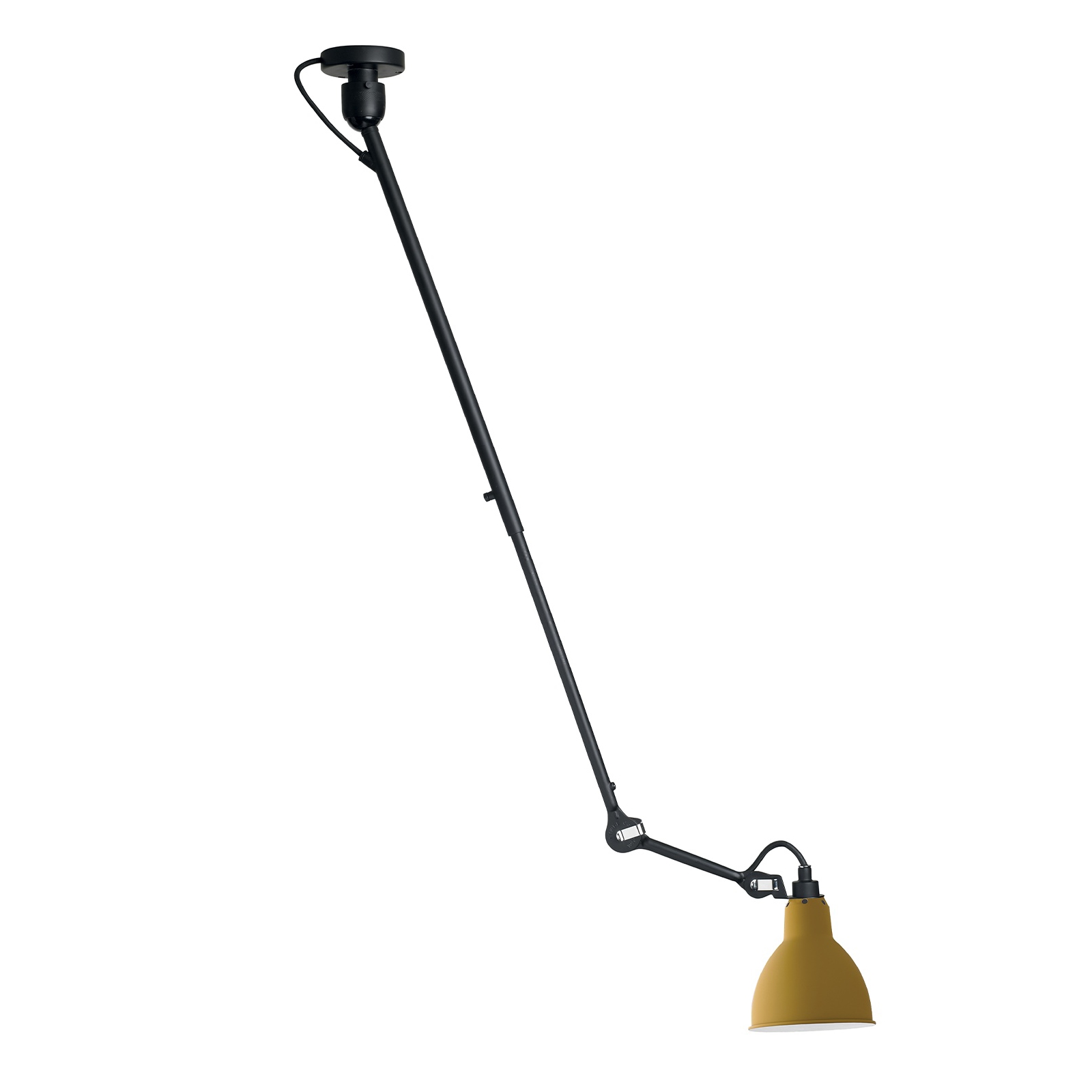 Ausziehbare Deckenleuchte Lampe Gras No 302 an Teleskopstange: Mit rundem Schirm (gelb)