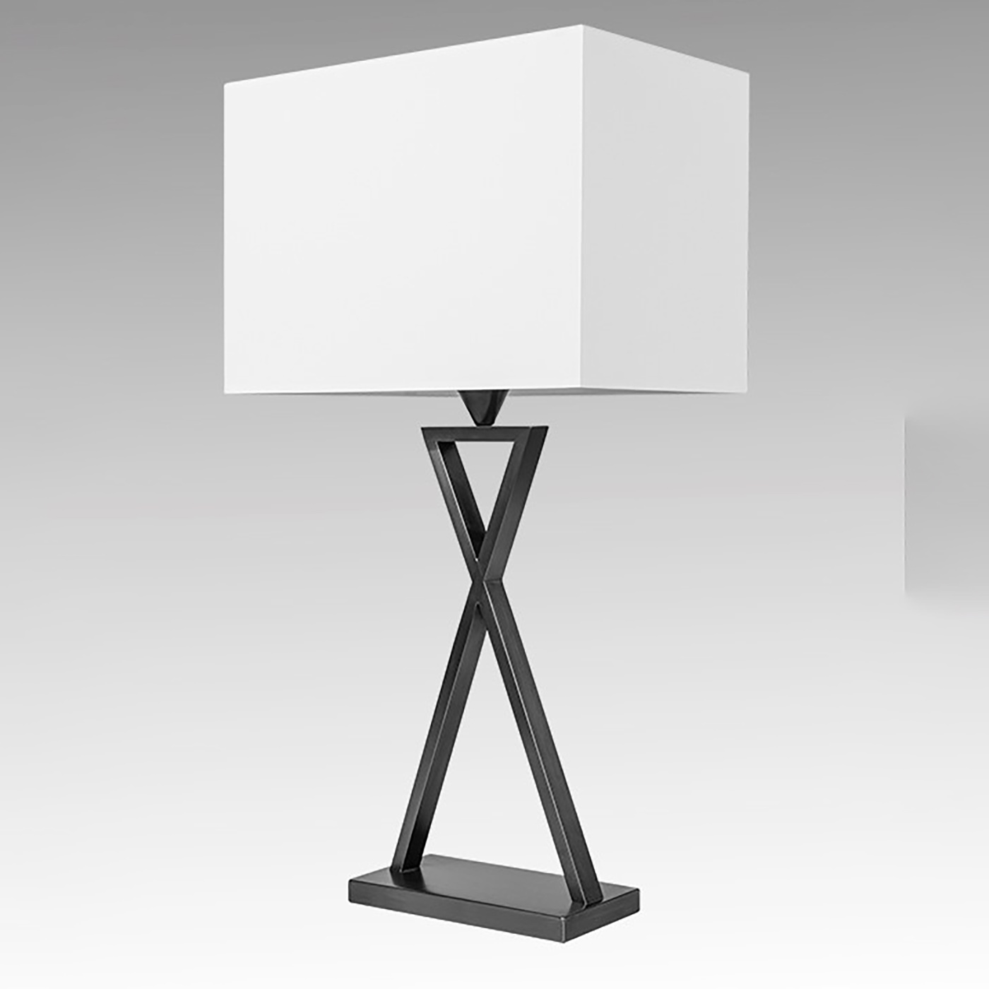 Moderne Tischleuchte mit rundem Stoffschirm L196: Ausführung schwarz patiniert, anderes Schirmmodell (bitte anfragen)