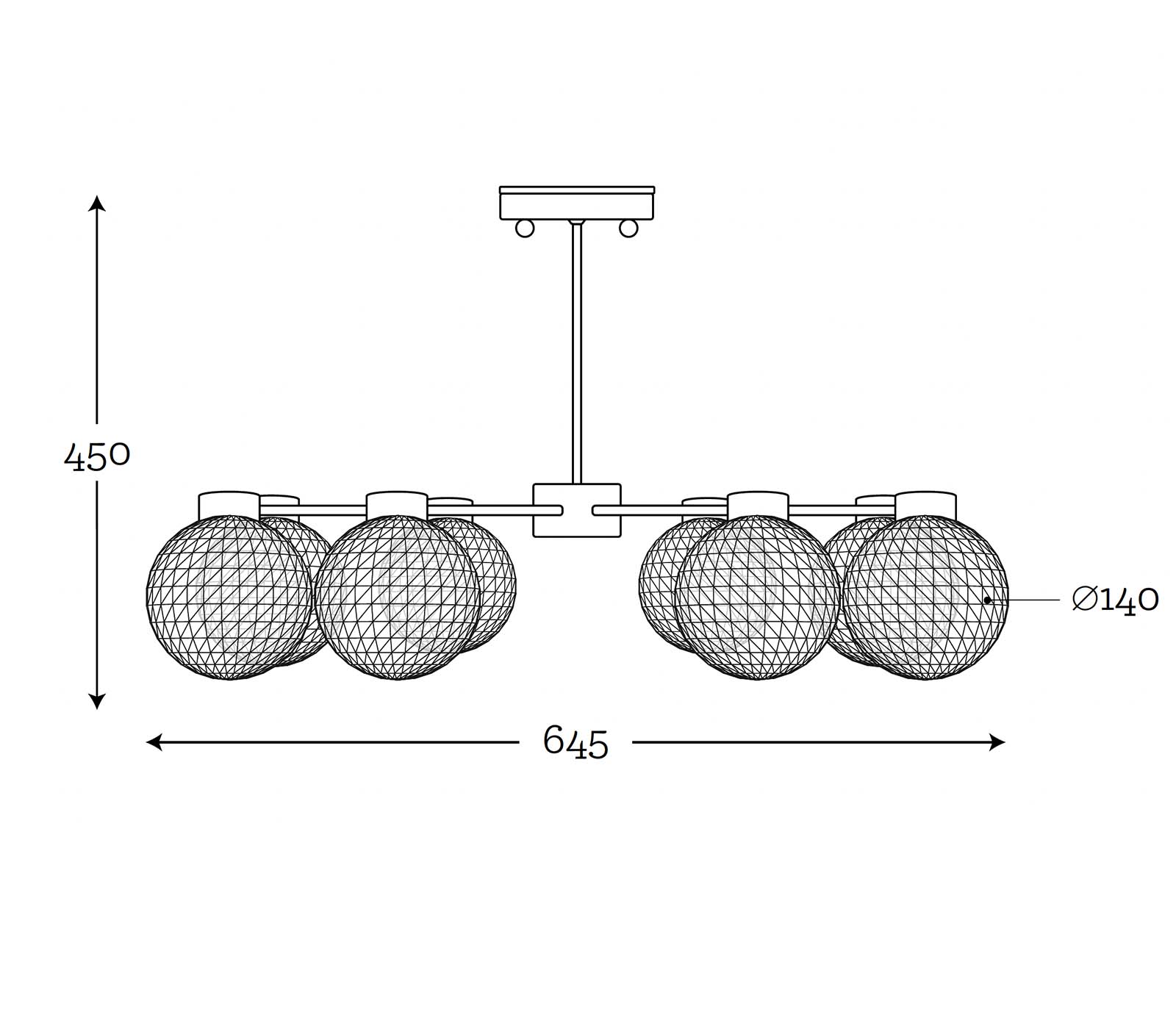 Pendelleuchter mit acht strukturierten Glaskugeln, Ø 14 cm, Bild 6 Pendelleuchter mit acht strukturierten Glaskugeln, Ø 14 cm, Bild 6
