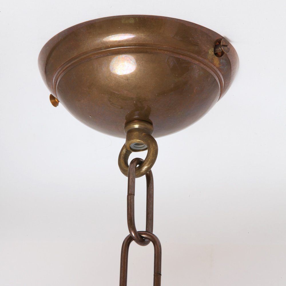 Bild 10: Das zweite Deckenteil zur Abhängung der Kette (Alt-Messing patiniert) Nostalgische Balkenlampe mit prismatischen Glasschirmen: Das zweite Deckenteil zur Abhängung der Kette (Alt-Messing patiniert)