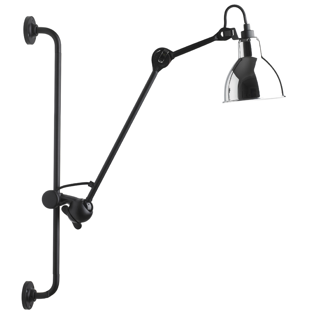 Bild 5: Lampe Gras N°210, mit verchromtem Schirm (rund) Lampe Gras Schienen-Wandlampe mit Gelenkarm N° 210: Lampe Gras N°210, mit verchromtem Schirm (rund)