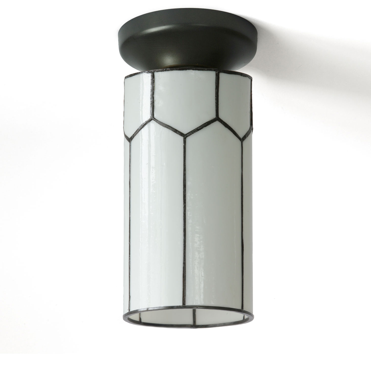 Kleine Zylinder-Deckenleuchte aus Perlmutt-Glas Ø 13 cm
