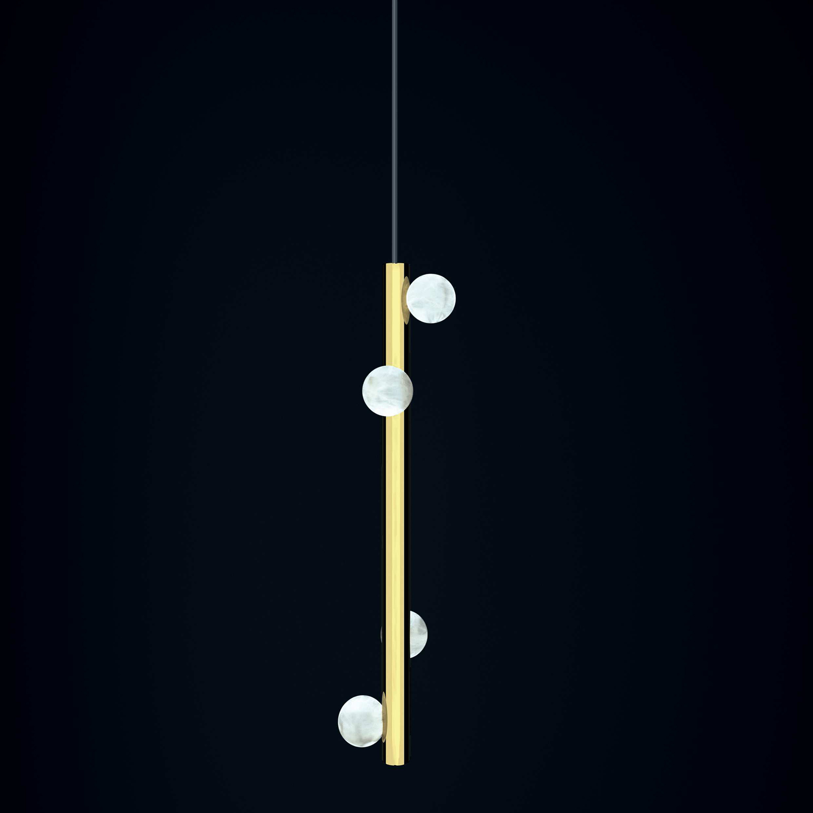 Rod-Shaped Pendant w/ Four Small Alabaster Balls DEMETRA Rod-Shaped Pendant w/ Four Small Alabaster Balls DEMETRA