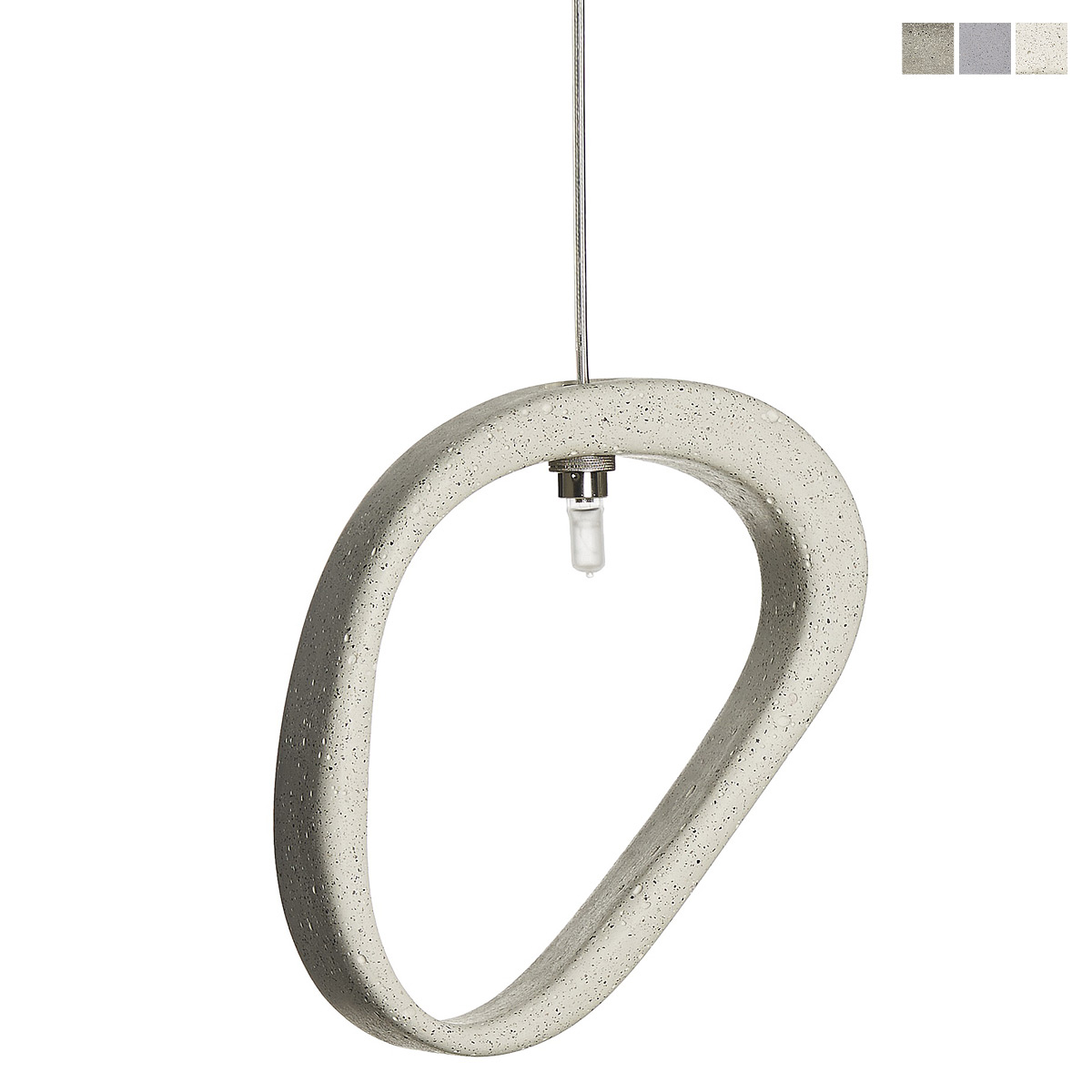 Concrete suspension lamp in organic retro ring design