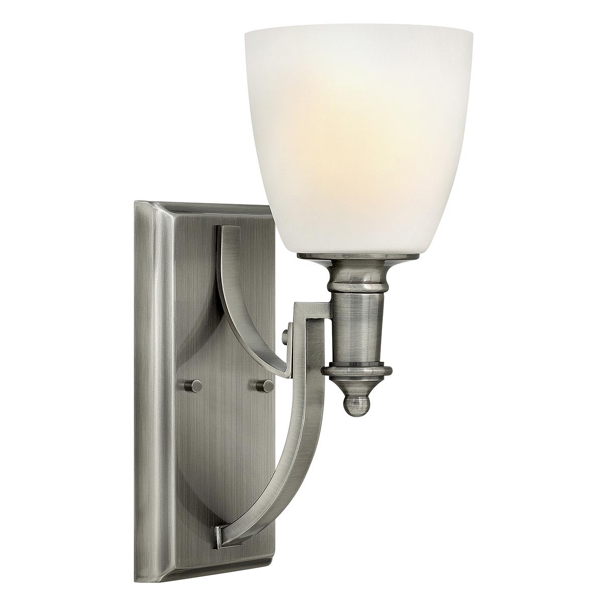 Antik-Nickel-Wandleuchte mit satiniertem Opalglas