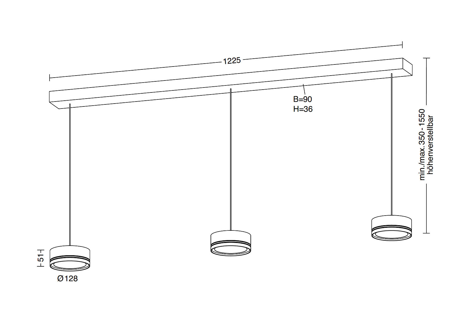 Modern two or three-light up/down LED pendant light FAVOR, Fig. 12