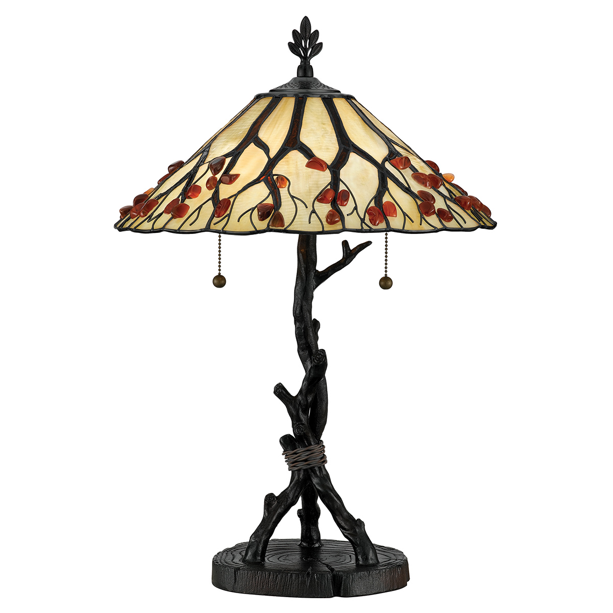 Tiffany Table Lamp with Achate Stones