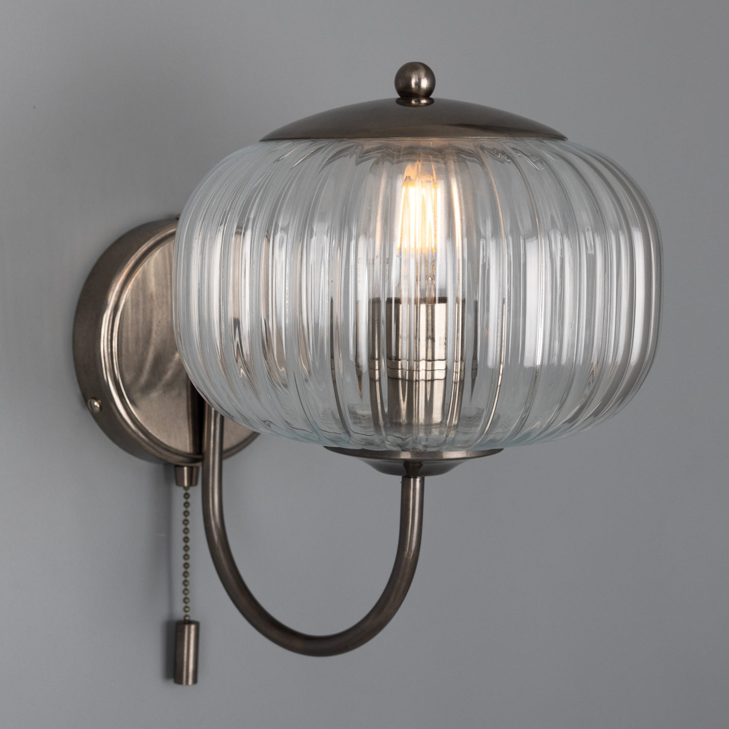 Reeded Glass Wall Light with Pull Switch TORIA