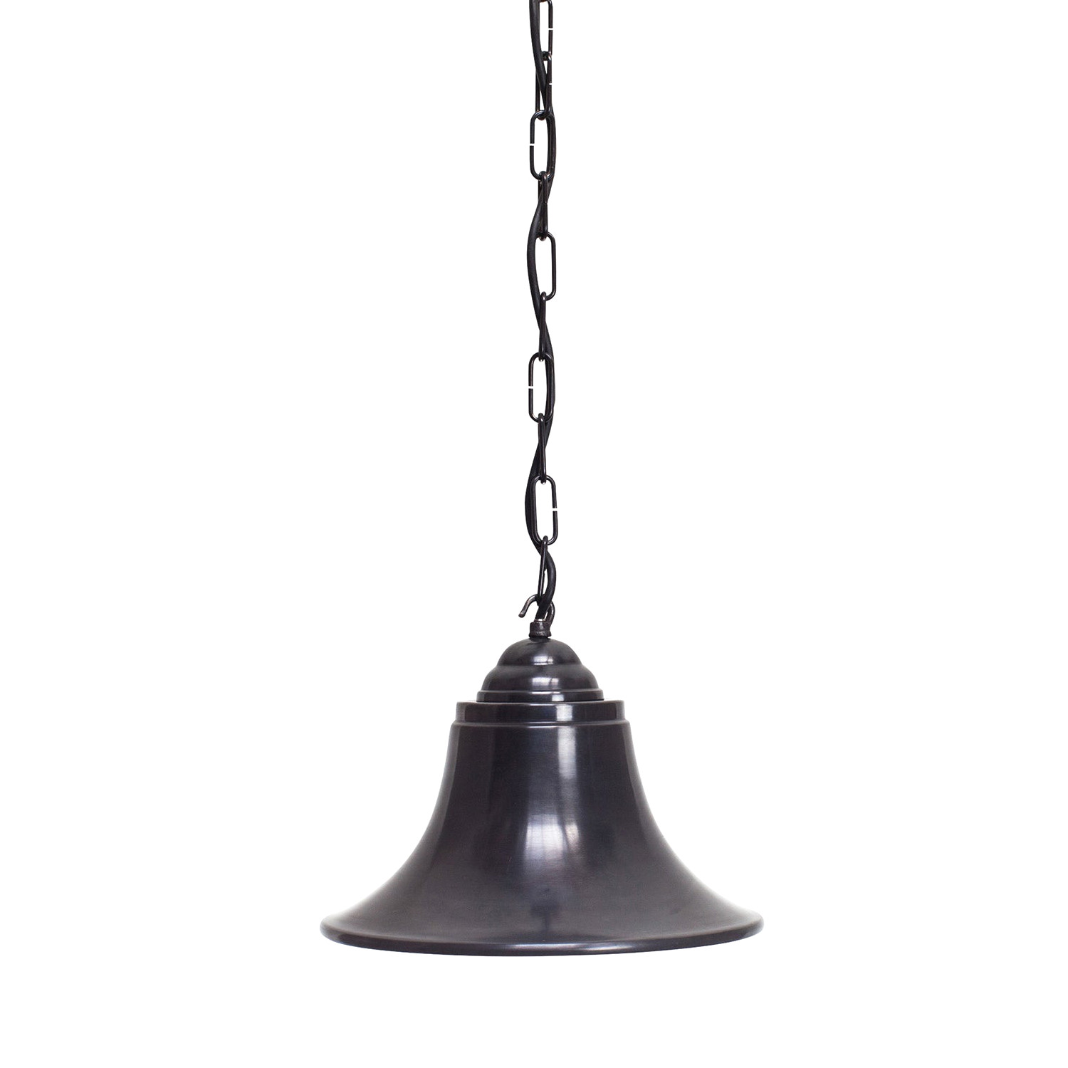 Glockenförmige Pendelleuchte aus Messing, mit Kette: Bronze dunkel