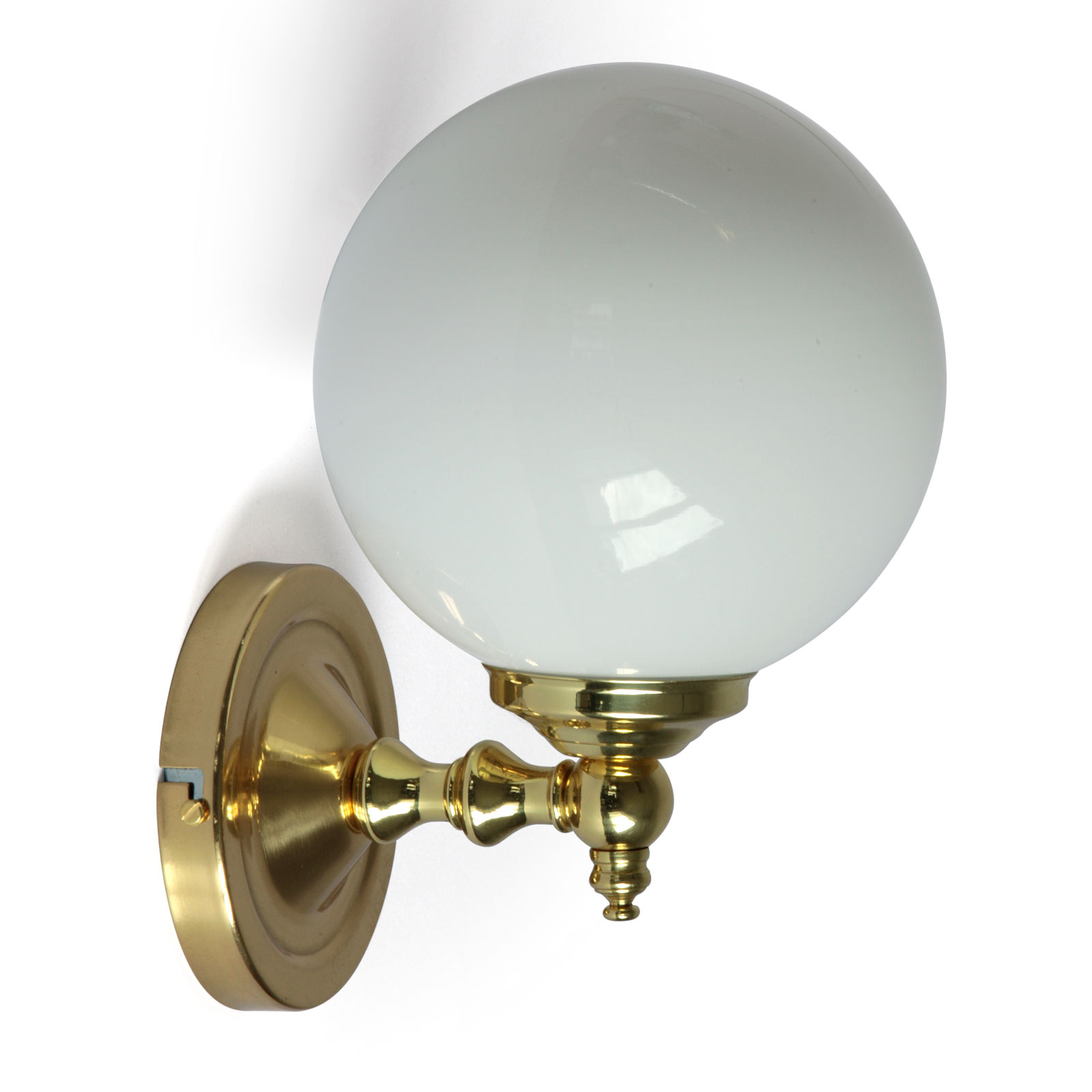 Bild 5: Nostalgische, kleine Kugel-Wandleuchte (hier in „Messing poliert”) Kleine Glaskugel-Wandleuchte mit kurzem Arm: Nostalgische, kleine Kugel-Wandleuchte (hier in „Messing poliert”)