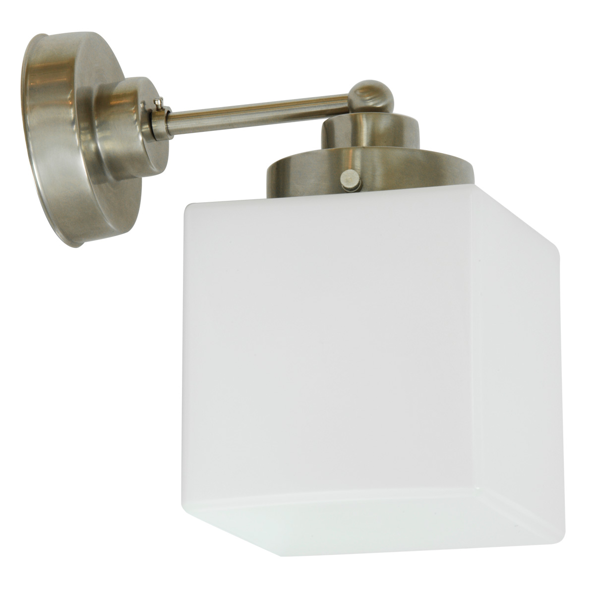 Kleine Wandleuchte mit opalenem Würfel-Glas Kleine Wandleuchte mit opalenem Würfel-Glas
