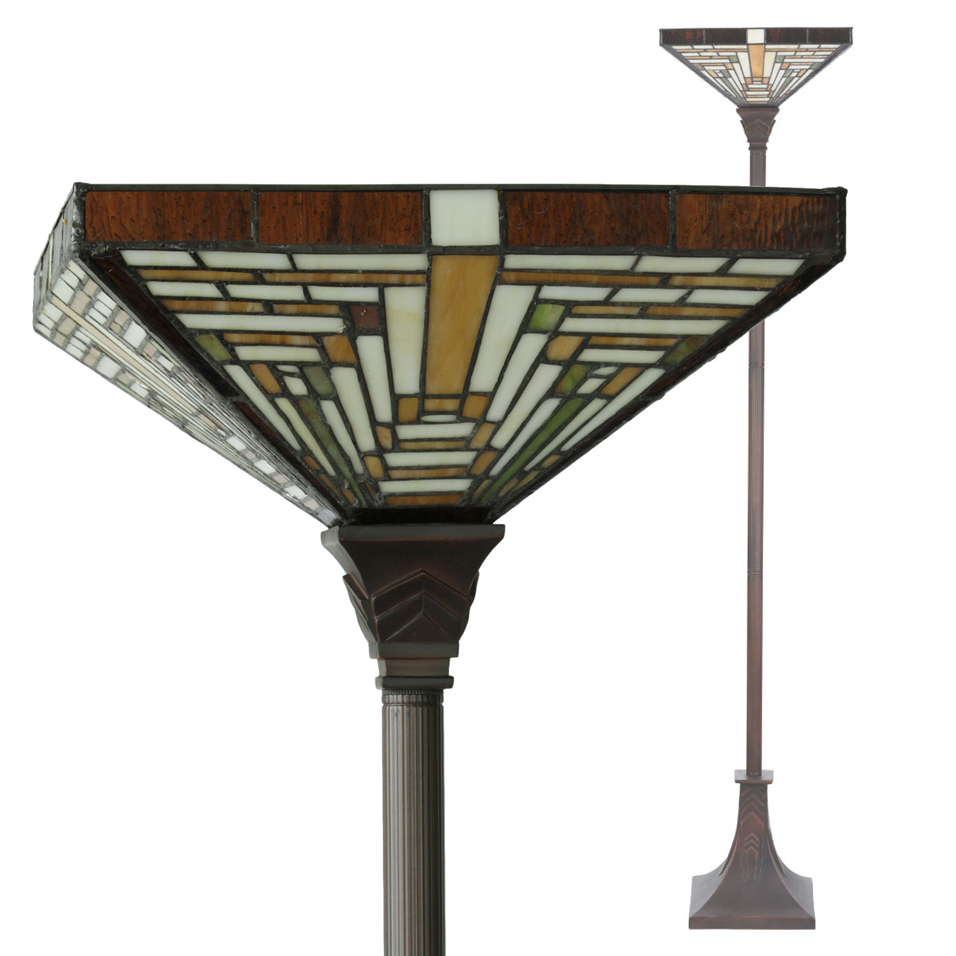 Tiffany uplight with geometrical glass shade