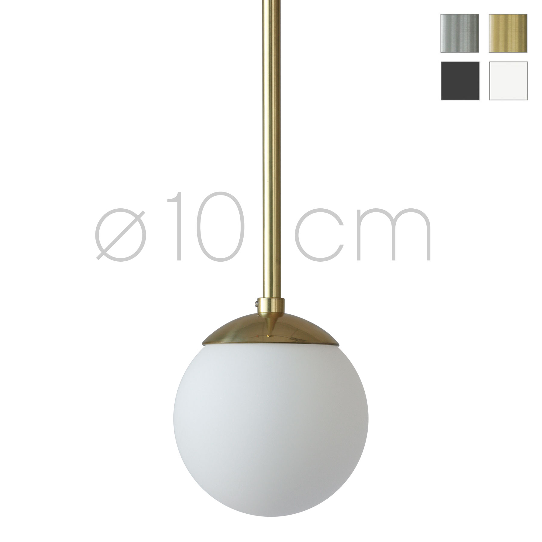 Very Small Globe Pendant Light Made of Opal Glass, Ø 10 cm