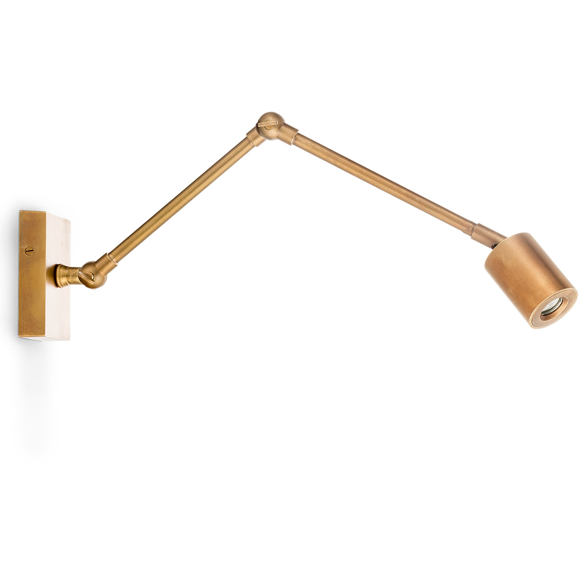 Minimalistische Gelenk-Wandleuchte aus Messing mit LED-Strahler Minimalistische Gelenk-Wandleuchte aus Messing mit LED-Strahler
