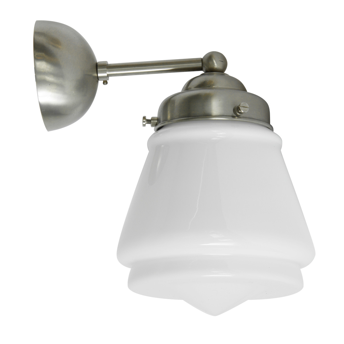 Bild 4: Wandhalterung aus mattvernickeltem Messing, Modell 1 Wandleuchte mit gestuften „Komet“-Opalglas im Art déco-Stil: Wandhalterung aus mattvernickeltem Messing, Modell 1