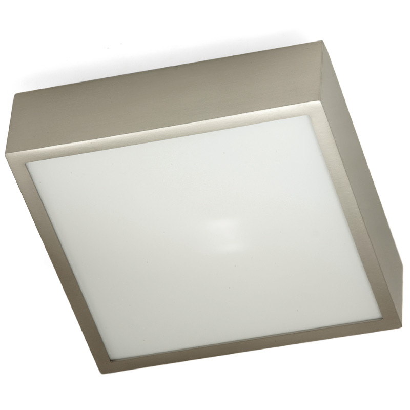 KARREE LED Exklusive Badezimmer-Deckenlampe IP44 10/18 cm: Etwas kleiner: die quadratische Wand- oder Deckenleuchte Modell 2 (Nickel satiniert)