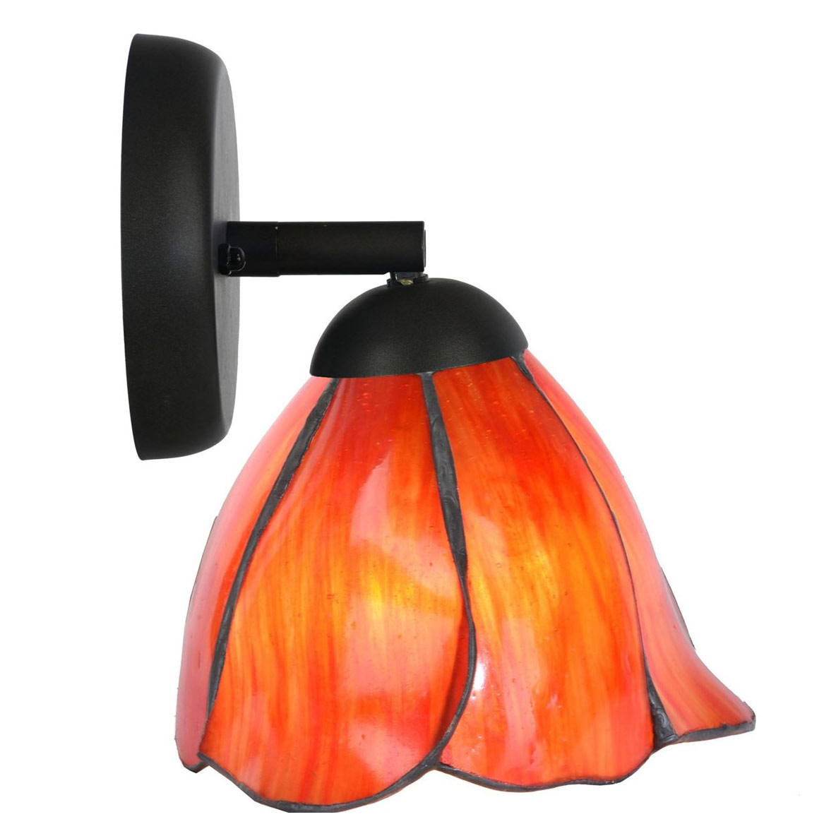 Fig. 3: eingeschaltet Small Jointed Wall Light with Glass Shade "Poppy": eingeschaltet