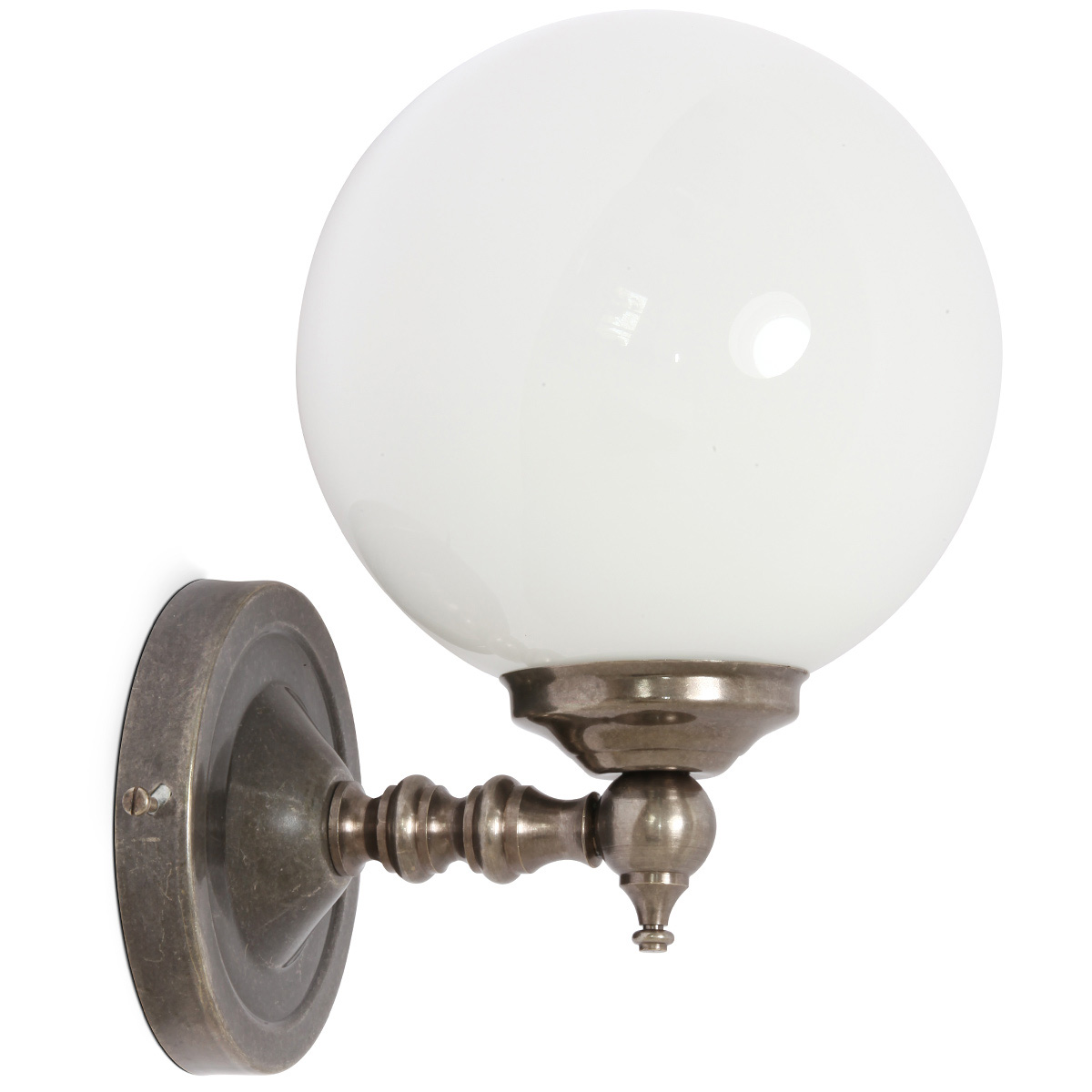 Bild 8: Die Wandleuchte kann auch mit nach oben gerichteter Glaskugel angebracht werden. Hier Alt-silber antik Kleine Glaskugel-Wandleuchte mit kurzem Arm: Die Wandleuchte kann auch mit nach oben gerichteter Glaskugel angebracht werden. Hier Alt-silber antik