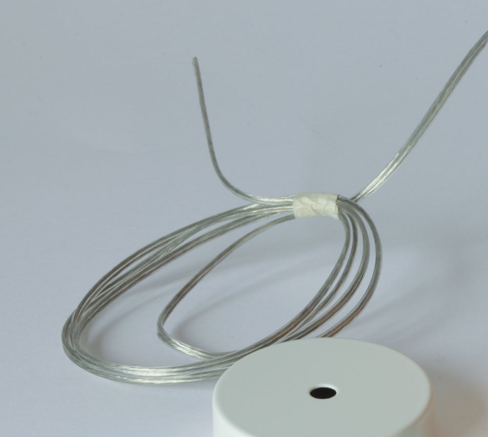 Bild 9: Wahlweise auch mit transparentem PVC-Kabel Kugelförmige Hängeleuchte aus massivem Antik-Holz-Balken: Wahlweise auch mit transparentem PVC-Kabel