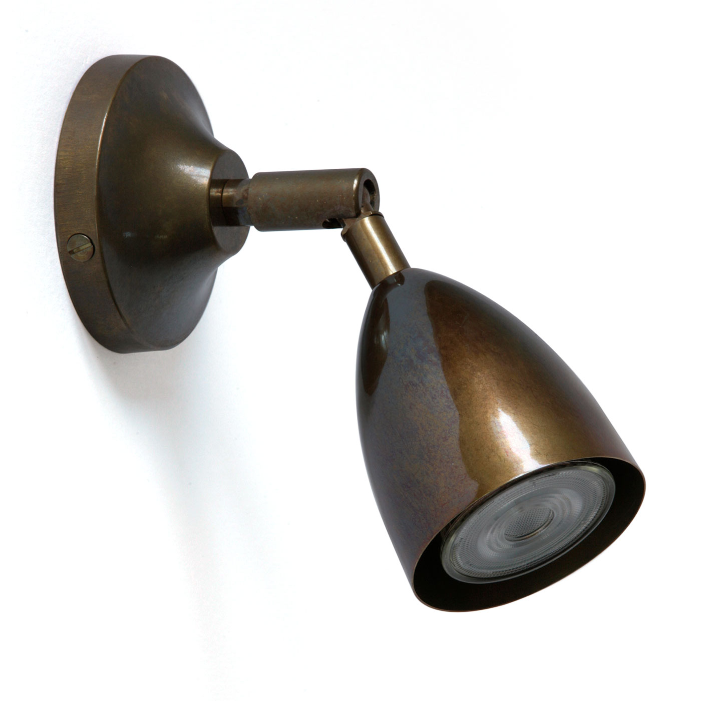 Kleine Strahler-Wandlampe aus Messing, z.B. am Bett Kleine Strahler-Wandlampe aus Messing, z.B. am Bett
