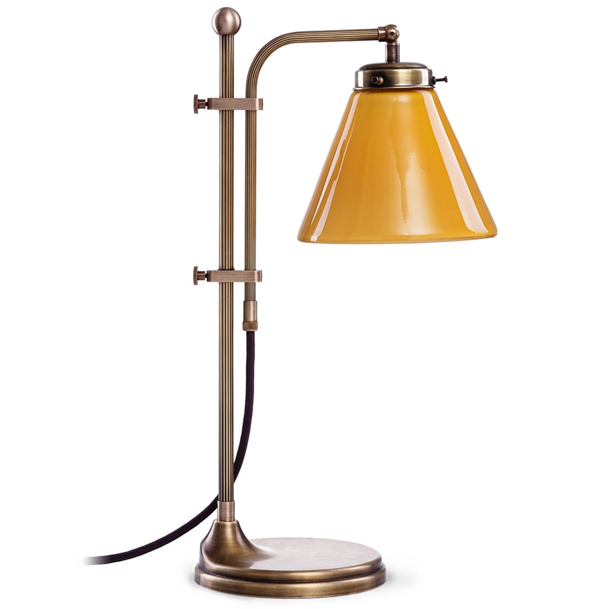 Height Adjustable Table Lamp With Fluted Brass Frame