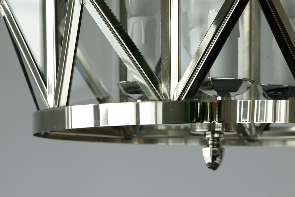 Bild 3: Glänzend vernickelt Exklusive, verglaste Messing-Laterne aus Italien mit 64 Facetten: Glänzend vernickelt