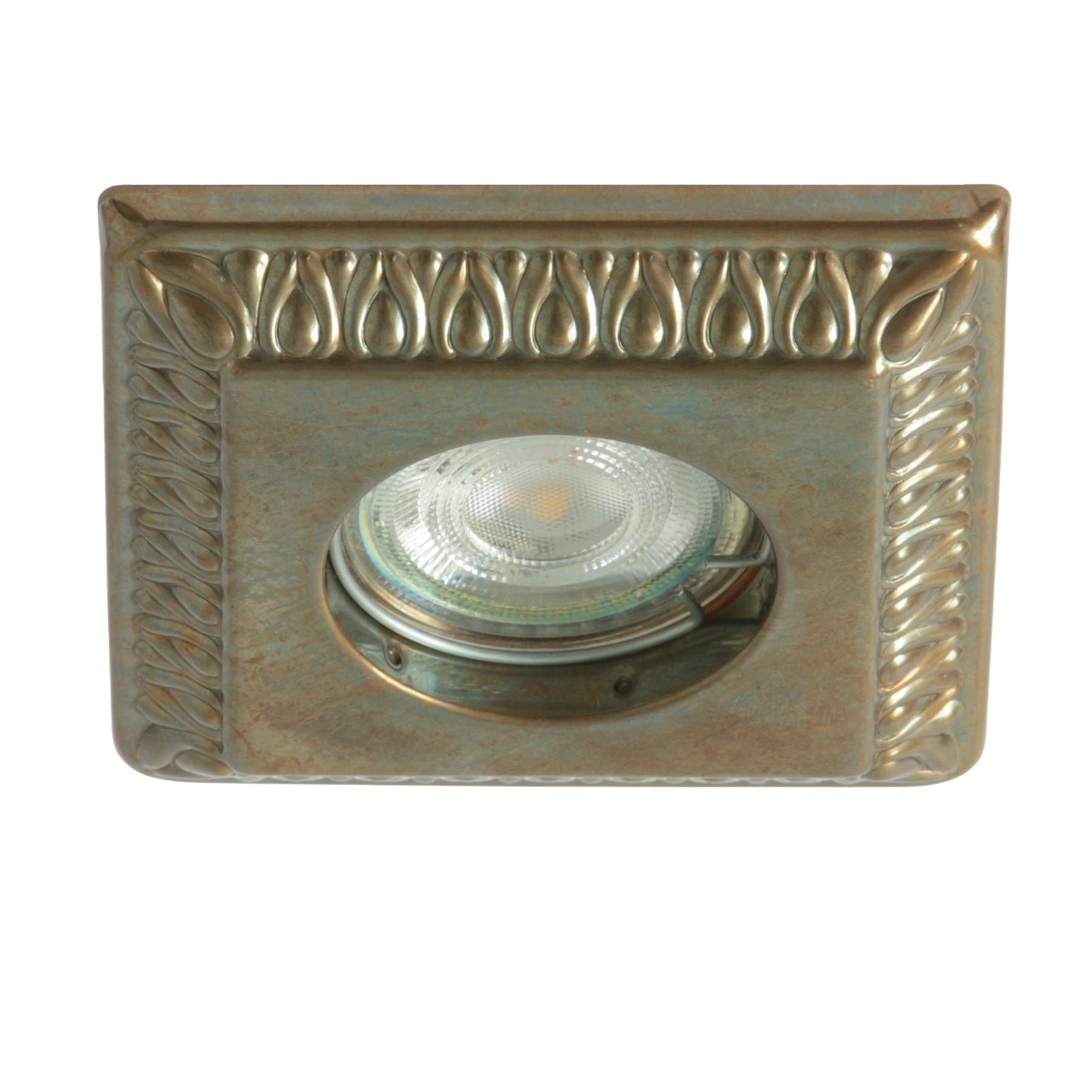 Decorative recessed spotlight made of brass