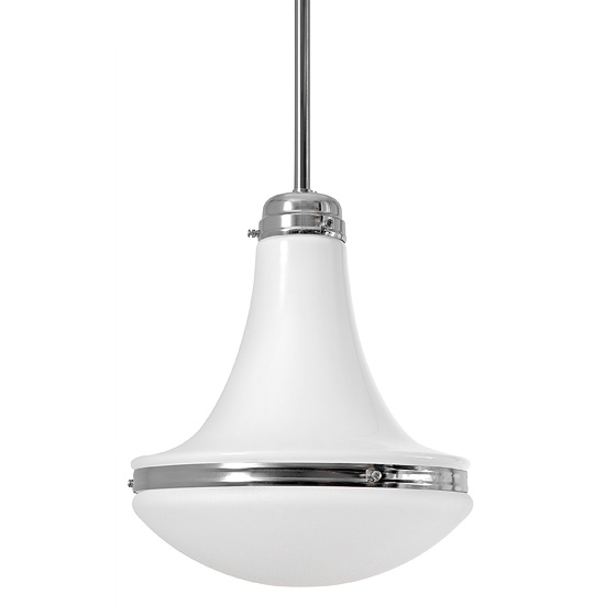 Fig. 5: Hier die Ausführung in glanzverchromten Metallteilen "Luzette" Pendant Light of Early German Industrial Style: Hier die Ausführung in glanzverchromten Metallteilen