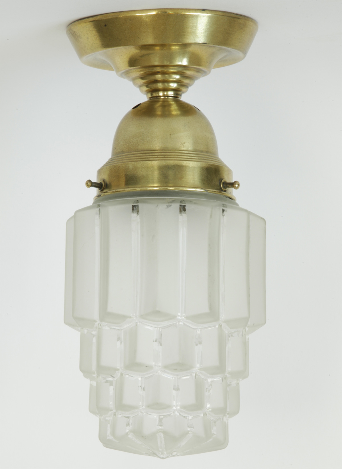 SOLD - Antique Art Déco Brass Ceiling Lamp, France, ca. 1920, Fig. 2 SOLD - Antique Art Déco Brass Ceiling Lamp, France, ca. 1920, Fig. 2