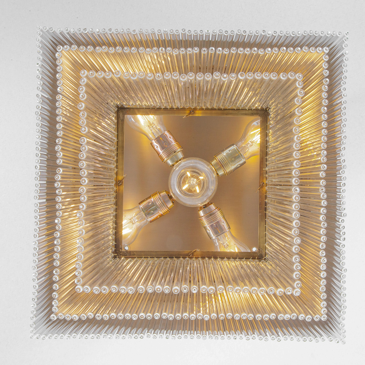 Doppel-Deckenleuchte mit dreireihigem Kristallbehang MONAC 100 x 50 cm: Ansicht von unten (Ein-faches Schwestermodell)
