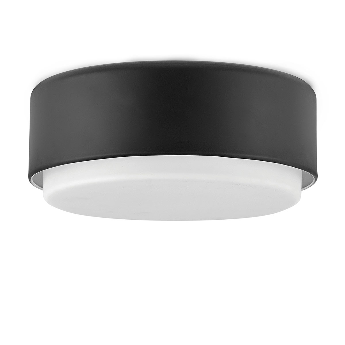 Distinctive Ceiling Light in Black Steel with Opal Glass, Ø 30 cm